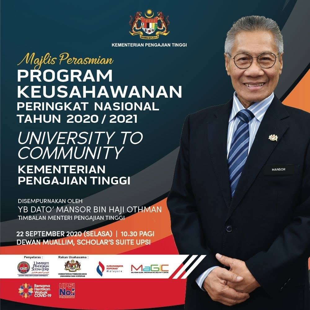 Majlis Perasmian Program Keusahawanan Peringkat Nasional Tahun 2020 2021 University To Community Upsi Portal Rasmi Universiti Pendidikan Sultan Idris